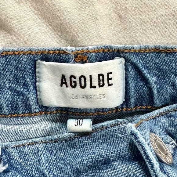 Agolde Riley High Rise Distressed Straight Leg Jeans size 30 - Picture 3 of 5
